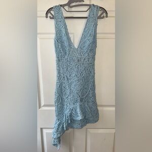ASOS Baby Blue Corded Lace Asymmetrical Hem Dress